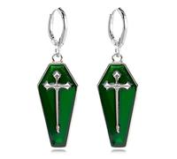 YasiIm Halloween Earrings Personalized Alloy geometric Dangle Drop Earrings Gothic Punk Skull Cross Coffin Huggie Hoop Earrings for Women, S, Metal, No Gemstone