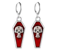 YasiIm Halloween Earrings Personalized Alloy geometric Dangle Drop Earrings Gothic Punk Skull Cross Coffin Huggie Hoop Earrings for Women, S, Metal, No Gemstone