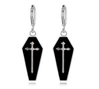 YasiIm Halloween Earrings Personalized Alloy geometric Dangle Drop Earrings Gothic Punk Skull Cross Coffin Huggie Hoop Earrings for Women, S, Metal, No Gemstone