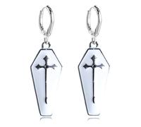 YasiIm Halloween Earrings Personalized Alloy geometric Dangle Drop Earrings Gothic Punk Skull Cross Coffin Huggie Hoop Earrings for Women, S, Metal, No Gemstone