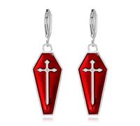 YasiIm Halloween Earrings Personalized Alloy geometric Dangle Drop Earrings Gothic Punk Skull Cross Coffin Huggie Hoop Earrings for Women, S, Metal, No Gemstone