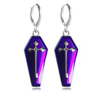 YasiIm Halloween Earrings Personalized Alloy geometric Dangle Drop Earrings Gothic Punk Skull Cross Coffin Huggie Hoop Earrings for Women, S, Metal, No Gemstone