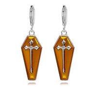 YasiIm Halloween Earrings Personalized Alloy geometric Dangle Drop Earrings Gothic Punk Skull Cross Coffin Huggie Hoop Earrings for Women, S, Metal, No Gemstone