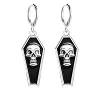 YasiIm Halloween Earrings Personalized Alloy geometric Dangle Drop Earrings Gothic Punk Skull Cross Coffin Huggie Hoop Earrings for Women, S, Metal, No Gemstone