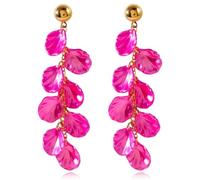 YasiIm Handmade Bohemian Chic Shell Tassel Flower Dangle Drop Earrings Unique Gold Petal Flower Stud Earrings For Women, L, Acrylic, No Gemstone