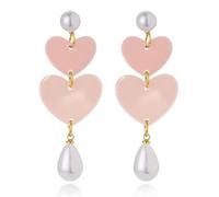 YasiIm Handmade Chic Love Heart Pearl Dangle Drop Earrings Unique Teardrop Round Geometric Tassel Stud Earrings For Women, L, Acrylic, No Gemstone