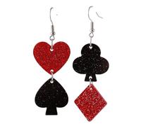 YasiIm Handmade Personalized Plum Blossom Rhombus Peach Heart Love Heart Stud Dangle Drop Earrings Unique Poker Hook Earrings For Women, L, Acrylic, No Gemstone
