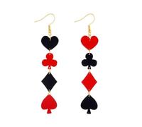 YasiIm Handmade Personalized Plum Blossom Rhombus Peach Heart Love Heart Stud Dangle Drop Earrings Unique Poker Hook Earrings For Women, L, Acrylic, No Gemstone