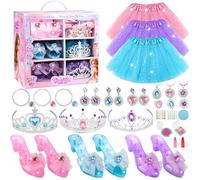 YasinKidz Princess Dress Up Shoes & Make Up Set - 3 Colour Shoes, Skirts, Crowns, Jewelry - Dress Up for Girls Age 3-6
