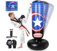 YasinKidz Punching Bag for Kids, 66" Large Inflatable Punching Bag 0.25 mm for Boys & Girls Age 3-12 for Practicing Karate, Taekwondo (White)
