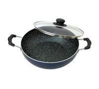 Yasirona Hard Anodized Deep Kadai Non-Stick Aluminium Kadhai Deep Fry Pan Nonstick 2.2 Litre Kadhai with Glass Lid 240 mm 9.5 Inches(Induction and Gas Compatible)