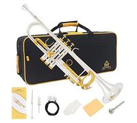 Yasisid Bb Standard Trumpet Set, Brass Adults Play Western Wind Instruments for Beginners or Advanced Students, with Hard Case, Cleaning Kit, 7C Mouthpiece, Cloth and Gloves (Cupronickel)