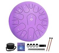 Yasisid Steel Tongue Drum 12 Inches 15 Notes Musical Instruments, Handpan Drum Percussion Instrument, with Soft Bag, Music Book, 2 Mallets, for Meditation or Yoga (Purple)