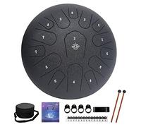Yasisid Steel Tongue Drum 12 Inches 15 Notes Musical Instruments, Handpan Drum Percussion Instrument, with Soft Bag, Music Book, 2 Mallets, for Meditation or Yoga (Black)