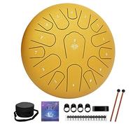 Yasisid Steel Tongue Drum 12 Inches 15 Notes Musical Instruments, Handpan Drum Percussion Instrument, with Soft Bag, Music Book, 2 Mallets, for Meditation or Yoga (Yellow)