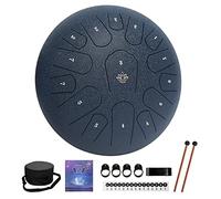 Yasisid Steel Tongue Drum 12 Inches Percussion Instruments Hand Pan Drum with with Bag, Music Book, Drumsticks, Mallet Holder and Dust-Free Cloth (15 Notes, Navy Blue)