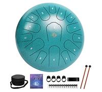 Yasisid Steel Tongue Drum 12 Inches Percussion Instruments Hand Pan Drum with with Bag, Music Book, Drumsticks, Mallet Holder and Dust-Free Cloth (15 Notes, Green)