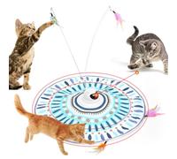 Yaskyly 4 in 1 Interactive Cat Toy Interactive Cat Toys for Indoor Cats Cat Toys with Moving Feathers, 2000mAh Rechargeable Battery Automatic Cat Toy Suitable for All Ages, 4 Modes,Auto On/Off (White)