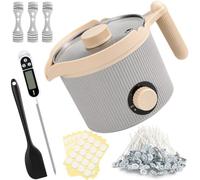 Yaskyly Candle Wax Melter 1.5L Electric Wax Melting Pot with Thermometer & Stirring Spoon, DIY Candle Making Kit with 100 Wicks & Centering Devices, Soy Beeswax Soap Melter