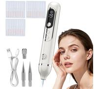 Yaskyly Skin Tag Remover Kit, Skin Mole Remover Pen Skin Tag Removal Pen with 19-Level Adjustable, LED Light Portable Rechargeable Skin Tag Removal for Wart Verruca Age Spots Freckle Nevus (White)