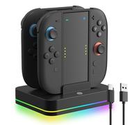 Yaskyly Switch 2 JoyCons Charging Dock 4-in-1 Switch 2 Controller Charger Station for Switch 2 with RGB Light, Simultaneously Charge 4 Joycons & Play While Charging, NS2 Joycons Accessories Gift
