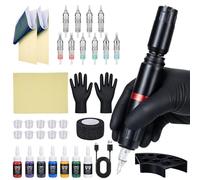 Yaskyly Wireless Rotary Tattoo Machine Kit Professional Cordless Tattoo Gun Pen Set with 7 Inks, 10Pcs Needles, Power Supply, Complete Starter Kit for Beginners & Tattoo Artists