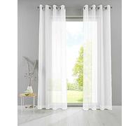 YASMIN Basel 20332TR2 Eyelet Curtains 245 x 140 cm White Transparent Set of 2