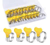 Yasmous 20Pcs Adjustable Hose Clips Set 16-25/19-29mm Stainless Steel Clamps Heavy Duty Jubilee Assorted Duct T-Bolt Manual Fastener Box Home Flexible Gas Petrol Fuel Pipe Tube (301-09891)