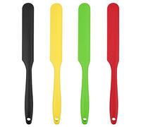 Yasmous 4Pcs Silicone Spatula 24cm Multicolor Cooking Baking Spatulas Heat Resistant Seamless Rubber Jar Scraper Ergonomic Wax Applicator for Flour Egg Mixture Bottles Cream Hair Removal, 301-10306