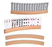 Yasmous Playing Cards Holders Set of 4Pcs Handsfree Poker Holder Curved Wooden Stands Card Organizer for Kids, Adults, Seniors for Bridge, Go Fish, Uno