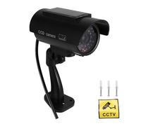 yasoe Simulation Solar Camera Outdoor Surveillance Simulation Fake Camera Dummy Cam with LED Light Black
