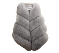 YASONG Women Sleeveless Luxurious Faux Fur Winter Fluffy Jacket Coat Gilet Vest Light grey UK 10