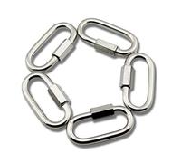 Yasorn 5-Pack M6/0.24" Stainless Steel D Shape Locking Carabiner Quick Link Keychain with Chain Connector Buckle