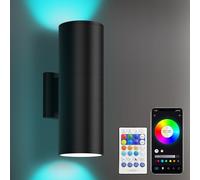 Yasotek Smart Outdoor LED Up and Down Wall Lights - RGBCW Color Changing, 2700K-6500K Dimmable LED Wall Sconce, 50 Scene Modes, Voice & App Remote Control, Music Sync, AC Mains Powered