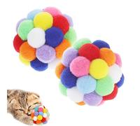 YASPOK 9PCS Cat Toy Balls, 2,36'' Soft Pom Pom for Kittens, Colorful Soft Fuzzy Balls Built-in Bell for Cats, Interactive Playing Chewing Toys for Indoor Cats and Kittens, Cute Kitten Kitty Toys