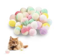 YASPOK Cat Toy Balls, 50Pcs Premium Soft Pom Pom Ball for Kittens, 1,2'' Funny Interactive Cat Pompom Toys for Bored Indoor Cats Playing Plush Balls for Craft DIY Decorations, Cute Kitten Kitty Toys.