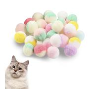 YASPOK Cat Toy Balls, 50Pcs Premium Soft Pom Pom Ball for Kittens, 1,2'' Funny Interactive Cat Pompom Toys for Bored Indoor Cats Playing Plush Balls for Craft DIY Decorations, Cute Kitten Kitty Toys