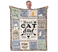 Yasrlvun Cat Dad Gifts 50"x60" Cat Dad Throw Blanket Cat Lover Gifts for Men Cat Themed Gifts for Men