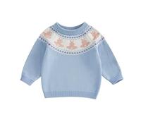 Yassiglia Baby Toddler Easter Bunny Knitted Jumper, Fair Isle Style Sweater Baby Pullover Sweater for Boys Girls 0-5 Years (Sky Blue, 12-18 Months)