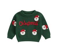 Yassiglia Toddler Baby Boy Girl Christmas Sweater Crew Neck Long Sleeve Pullover Xmas Jumpers Fall Winter Warm Knitted Tops My First Christmas Outfit