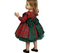 Yassiglia Toddler Baby Girl Christmas Outfit Plaid A-Line Dress with Bowknot First Christmas Baby Girl Baby (01&Red, 12_months-24_Months)