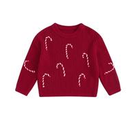 Yassiglia Toddler Girls Boys Christmas Sweaters Fall Winter Warm Jumpers Kids Long Sleeve Crew Neck Pullover Tops Baby Christmas Outfit (Red, 2-3 Years)