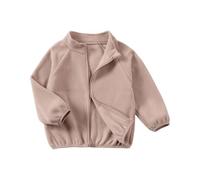 Yassiglia Toddler Girls Boys Polar Fleece Coat Solid Color Long Sleeve Zipper Closure Stand Collar Jacket (Khaki, 12_months-24_months)