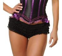 Yassiglia Women Sexy Ruffled Bloomers Y2K Lace Frilly Mesh Ruffle Panties Boy Shorts Elastic Boxer Briefs for Ladies (Black, S)