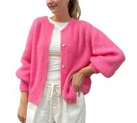 Yassiglia Women's Cardigans Button Open Classic Knit Jumpers Casual Solid Color Warm Fall Knitwear for Streetwear (Barbie Pink, XL)