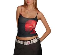 Yassiglia Women's Y2K Tops Summer Floral Print Slim Tube Tops Flower Pattern Bandeau Crop Top Shirt Aesthetic Top Streetwear (C-Black, S)