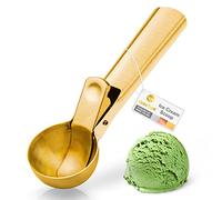 YasTant Premium Ice Cream Scoop with Trigger Ice Cream Scooper Stainless Steel, Heavy Duty Metal Icecream Scoop Spoon Dishwasher Safe, Perfect for Frozen Yogurt, Gelatos, Sundaes, Medium Gold