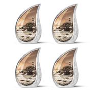 YASUBJAG Lighthouse Urns for Human Ashes - Adult Female & Male - Small Keepsake - 3 Inch 4 Pcs - Multicolor - Ocean Waves Pattern - Ceramic - Polished - Decorative Urn