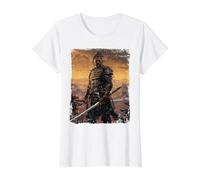 Yasuke First Samurai Afro Japanese Art Warrior Katana Value Graphic T-Shirt, Women, White, L