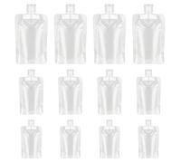 YASUOA 12 Pieces Travel Size Refillable Empty Squeeze Pouch, TSA Approved Stand Up Pouch for Toiletry, Lotion Shampoo Shower Gel Squeezable Bags, clear, 12 Count (Pack of 1)